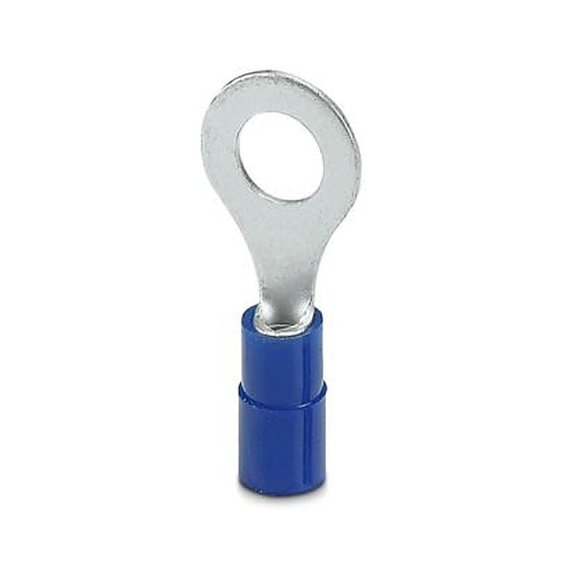 Phoenix Contact Uninsulated Ring Terminal, M6 Stud Size 16 AWG 14 AWG Wire Size, Blue