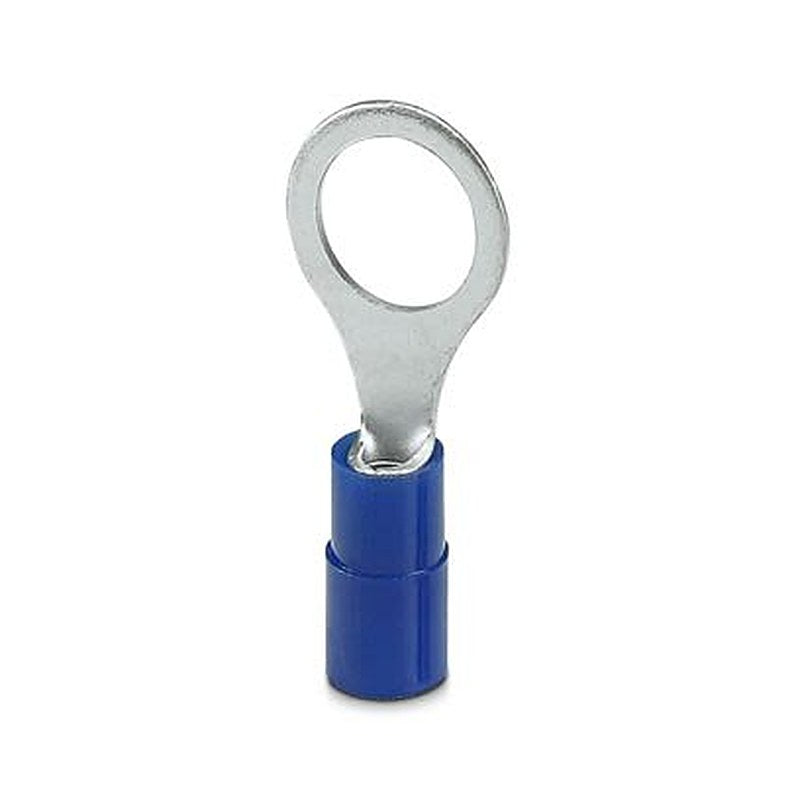 Phoenix Contact Uninsulated Ring Terminal, M8 Stud Size 16 AWG 14 AWG Wire Size, Blue