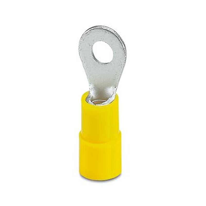 Phoenix Contact, C-RCI 6/M4 Uninsulated Ring Terminal, M4 Stud Size 12 AWG 10 AWG Wire Size, Yellow