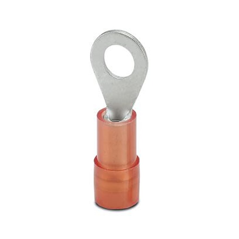 Phoenix Contact Insulated Ring Terminal, M4 Stud Size 20 AWG 16 AWG Wire Size, Red