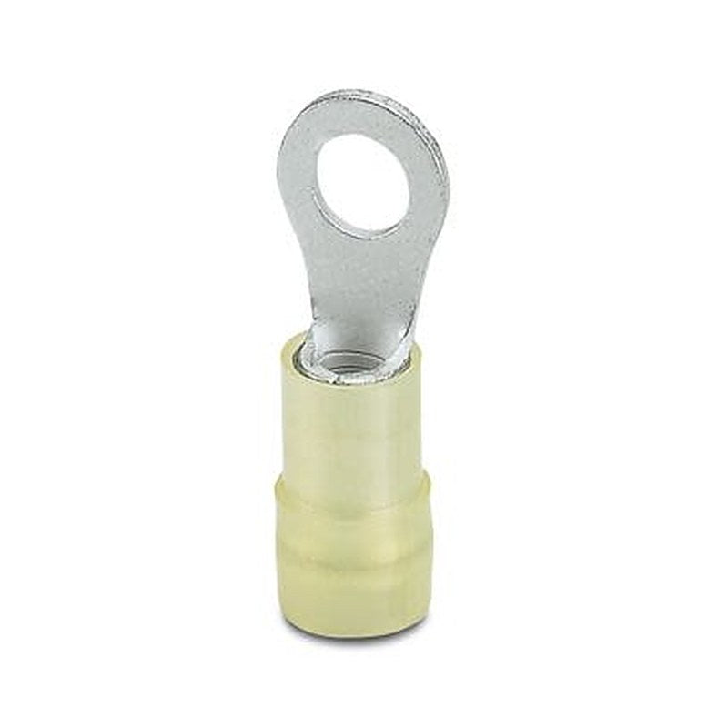 Phoenix Contact, C-RCEI 6/M5 Insulated Ring Terminal, M5 Stud Size 10 AWG 12 AWG Wire Size, Yellow