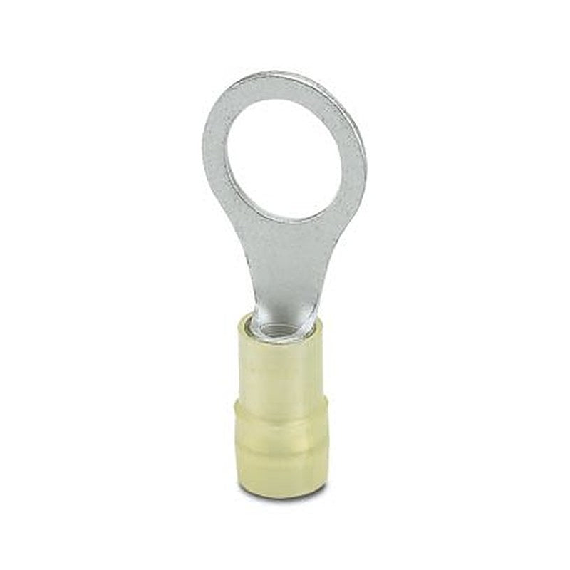 Phoenix Contact, C-RCEI 6/M10 Insulated Ring Terminal, M10 Stud Size 10 AWG 12 AWG Wire Size, Yellow