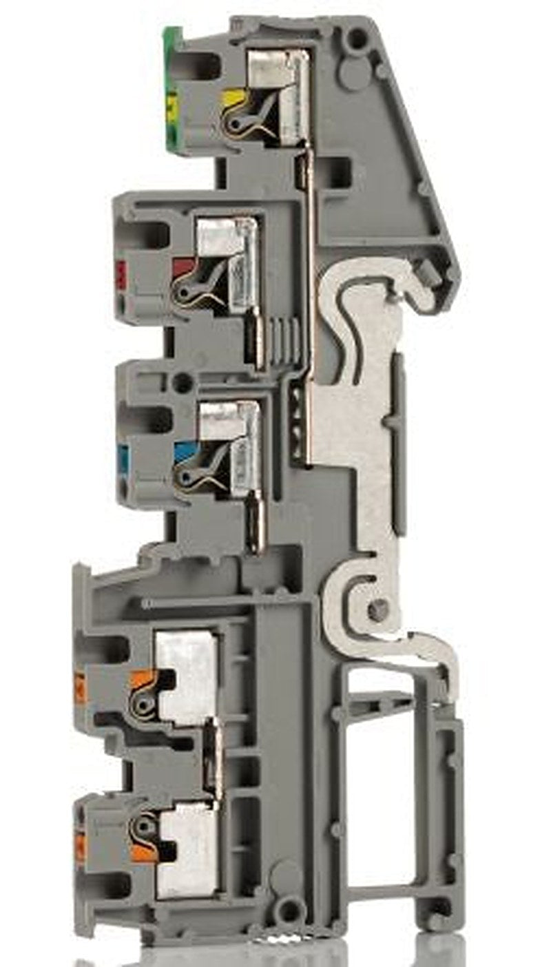 Phoenix Contact 3244465 PTIO 1.5/S/4-PE Series DIN Rail Terminal Block Grey, 1.5mm², 4-Level, Push-in