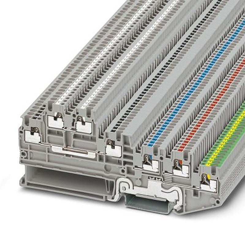 Phoenix Contact 3244471 PTIO 1 Series DIN Rail Terminal Block Grey, 1.5mm², 5-Level, Push-in