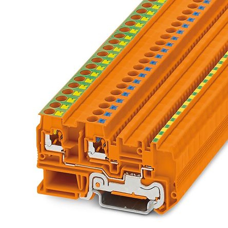 Phoenix Contact 3244560 PTIO Series DIN Rail Terminal Block Orange, 4mm², 3-Level, Push-in