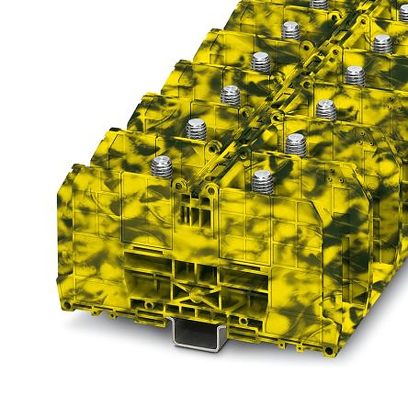 Phoenix Contact 3244628 RBO 12-FE Series Non-Fused Terminal Block Yellow, Black, 10mm², 240 mm², 1-Level, Bolt