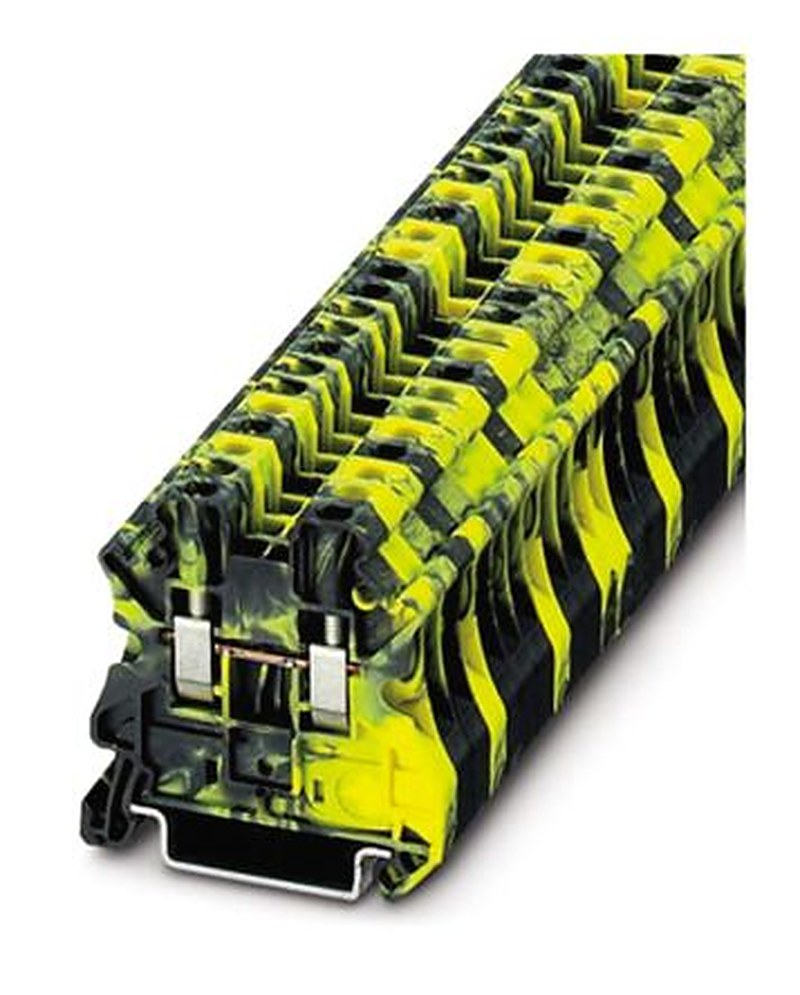 Phoenix Contact 3245121 UT 2.5-FE Series Feed Through Terminal Block Black, Yellow, 0.14mm², 4 mm², 1-Level, Screw