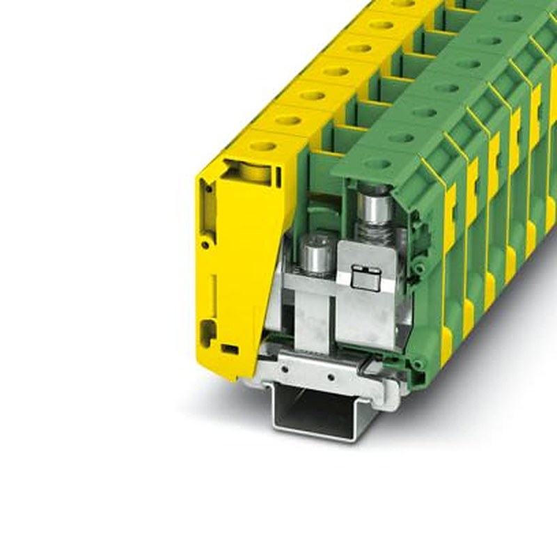 Phoenix Contact 3251207 TB Series Terminal Block Green, Yellow, 95mm², 1-Level Fused, Screw