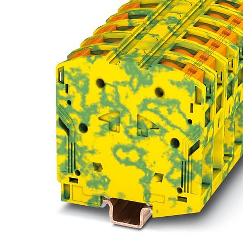 Phoenix Contact 3260052 PTPOWER 50-PE Series Earth Terminal Block Yellow, Green, 10mm², 70 mm², 1-Level, Screw