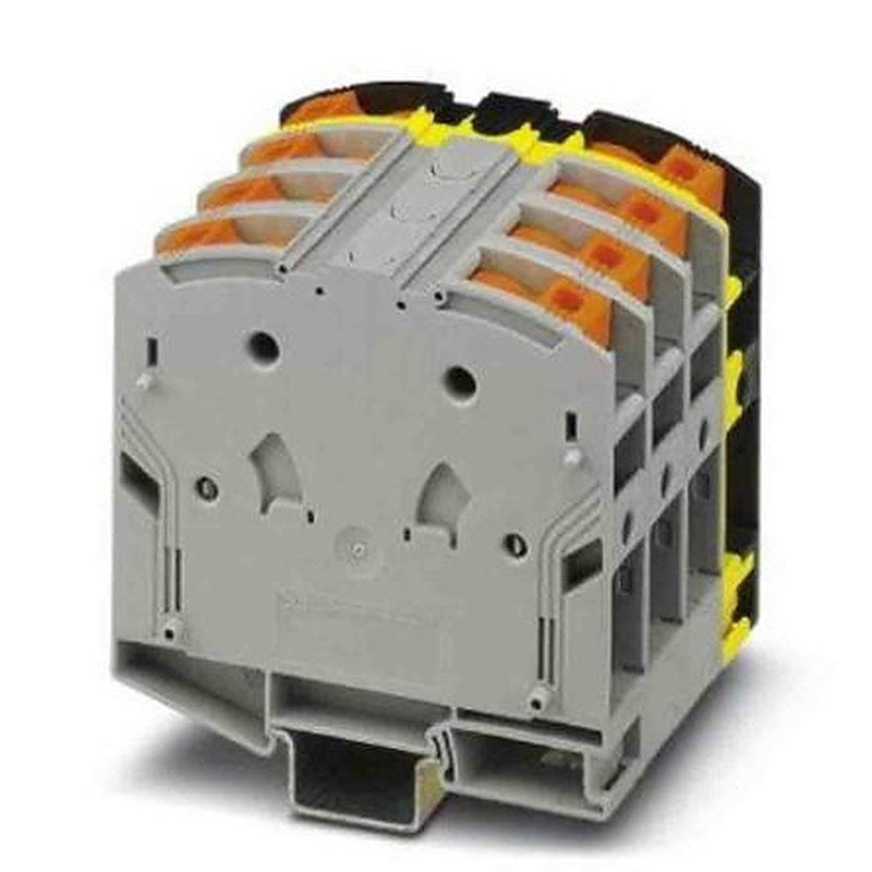 Phoenix Contact 3260055 PTPOWER 50 Series Non-Fuse DIN Rail Terminal Grey, Black, Yellow, 10mm², 70 mm², 1-Level, Screw