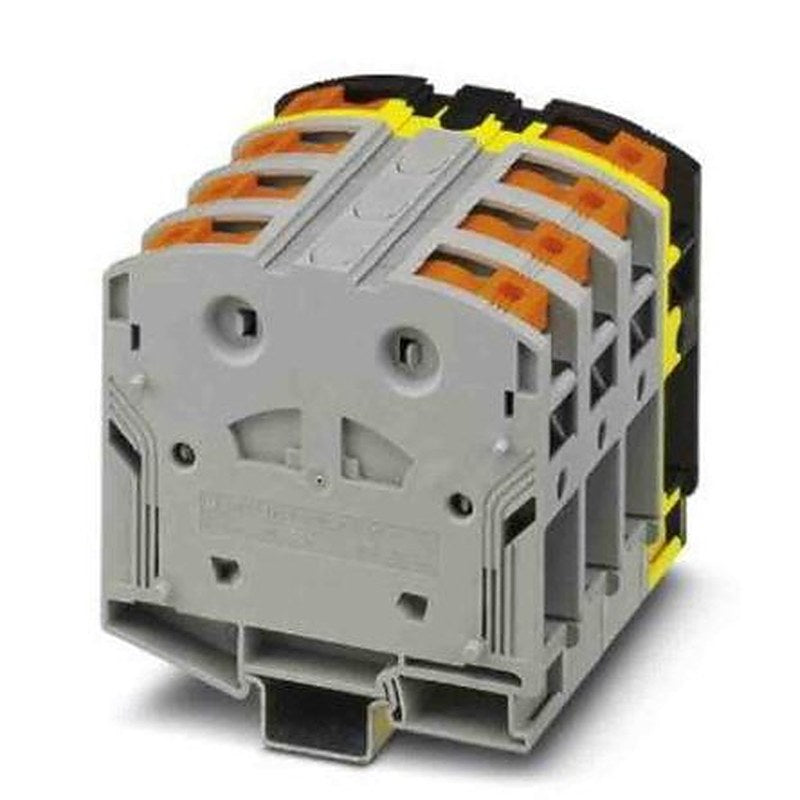 Phoenix Contact 3260115 PTPOWER 95 Series Non-Fuse DIN Rail Terminal Black, Grey, Yellow, 25mm², 95 mm², 1-Level, Screw