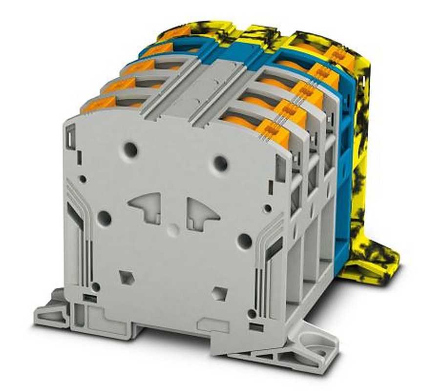 Phoenix Contact 3260130 PTPOWER 95-3L/N/FE-F Series High Current Connector Yellow, Grey, Blue, Black, 25mm², 95 mm²,