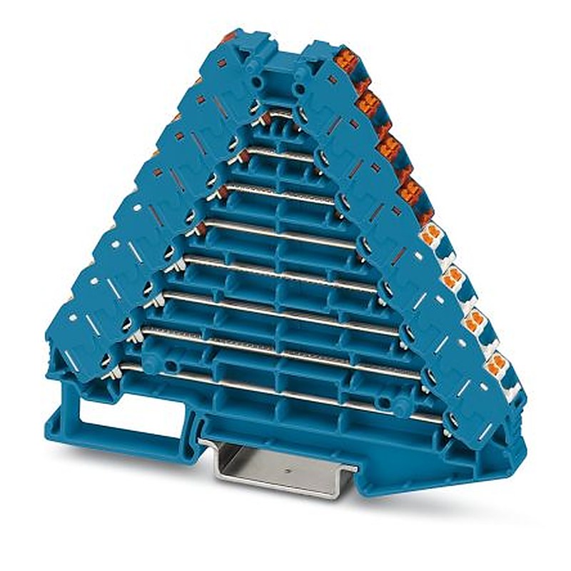 Phoenix Contact 3270135 PTRV 8 BU/RDWH Series DIN Rail Terminal Block Blue, 0.14mm², 2.5 mm², 8-Level, Push-in