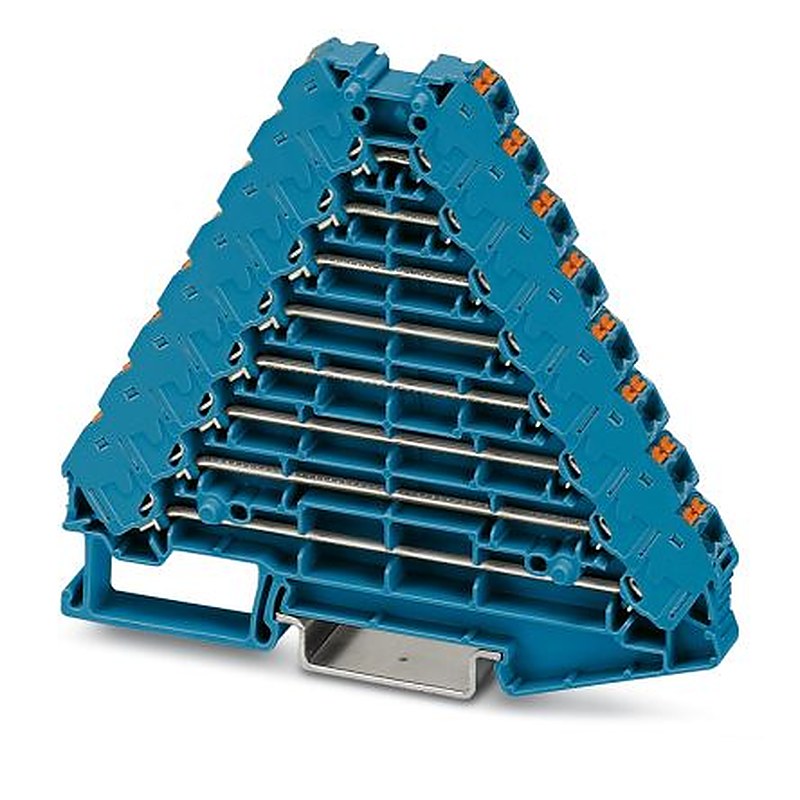 Phoenix Contact 3270136 PTRV 8 BU/BU Series DIN Rail Terminal Block Blue, 0.14mm², 2.5 mm², 8-Level, Push-in
