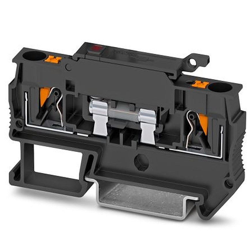 Phoenix Contact 3270203 PTC 4 Series Fuse Modular Terminal Block Black, 6mm², 1-Level Fused, Push-in, IECEx, ATEX