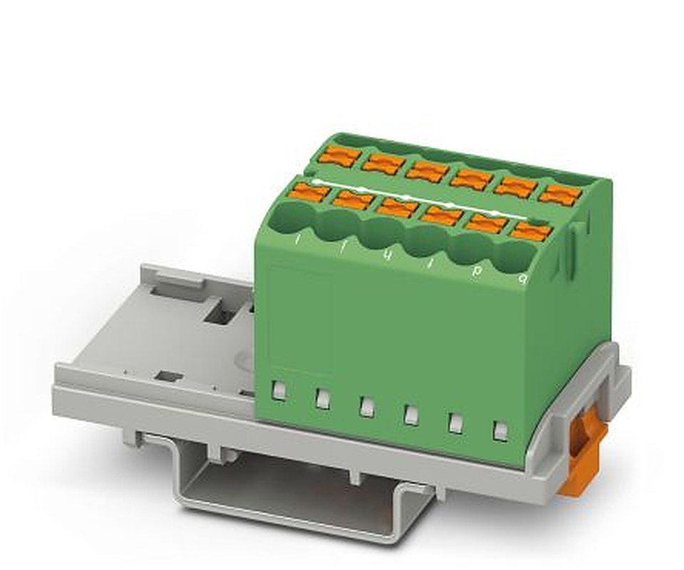 Phoenix Contact Distribution Block, 12 Way, 690V, 24A, Green