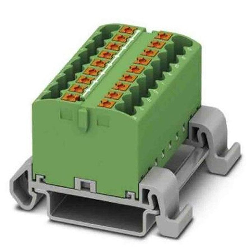 Phoenix Contact Distribution Block, 18 Way, 690V, 24A, Green