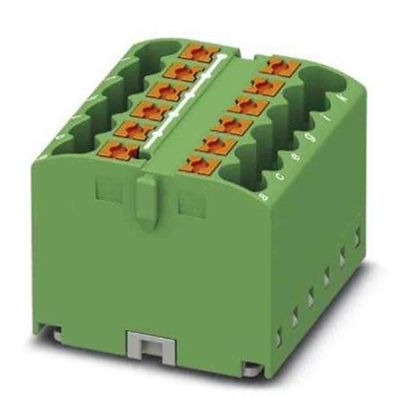 Phoenix Contact Distribution Block, 12 Way, 450V, 24A, Green