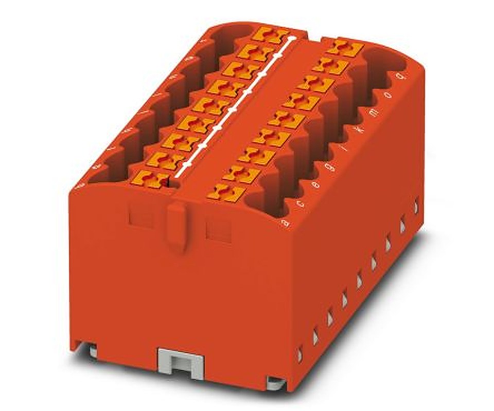 Phoenix Contact Distribution Block, 18 Way, 450V, 24A, Red