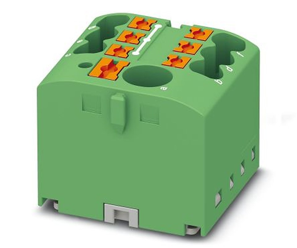 Phoenix Contact Distribution Block, 7 Way, 450V, 24A, Green