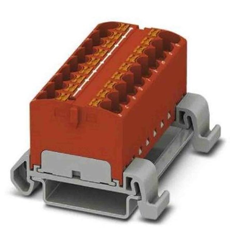Phoenix Contact Distribution Block, 18 Way, 800V, 32A, Red