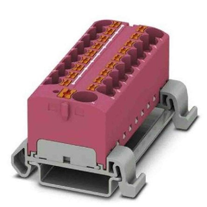 Phoenix Contact Distribution Block, 19 Way, 800V, 32A, Pink