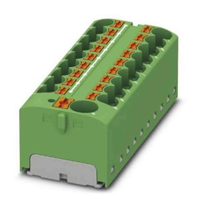 Phoenix Contact Distribution Block, 19 Way, 450V, 32A, Green