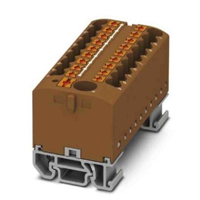 Phoenix Contact Distribution Block, 19 Way, 690V, 24A, Brown