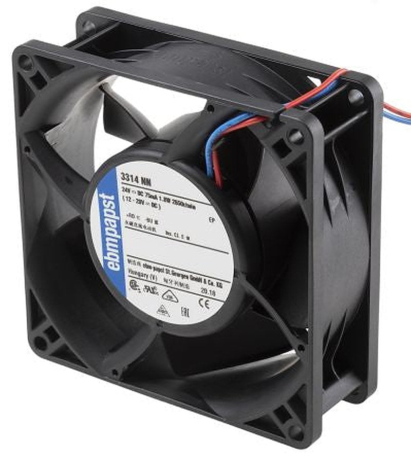 ebm-papst 3300 N - S-Panther Series Axial Fan, 24V dc, 80 m³/h, 1.8 W, 0.12 A Max, IP20 92 mm 32mm 32 mm