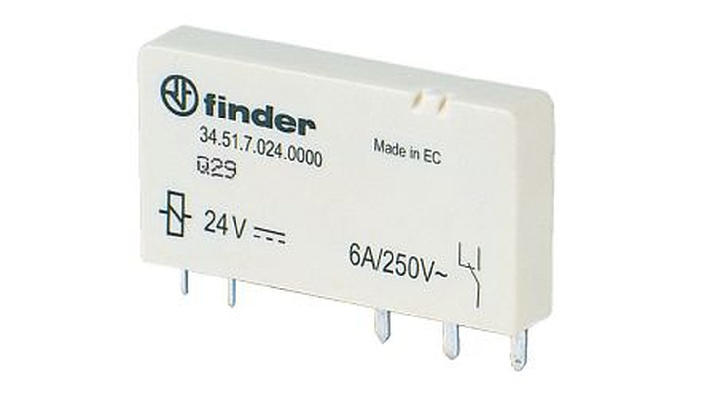 Finder PCB Power Relay, 24V Coil, 6A Switching Current, 1 NO