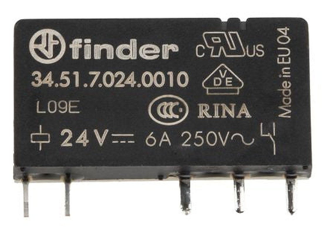 Finder PCB Relay, 24V dc Coil, 6A Switching Current, SPDT