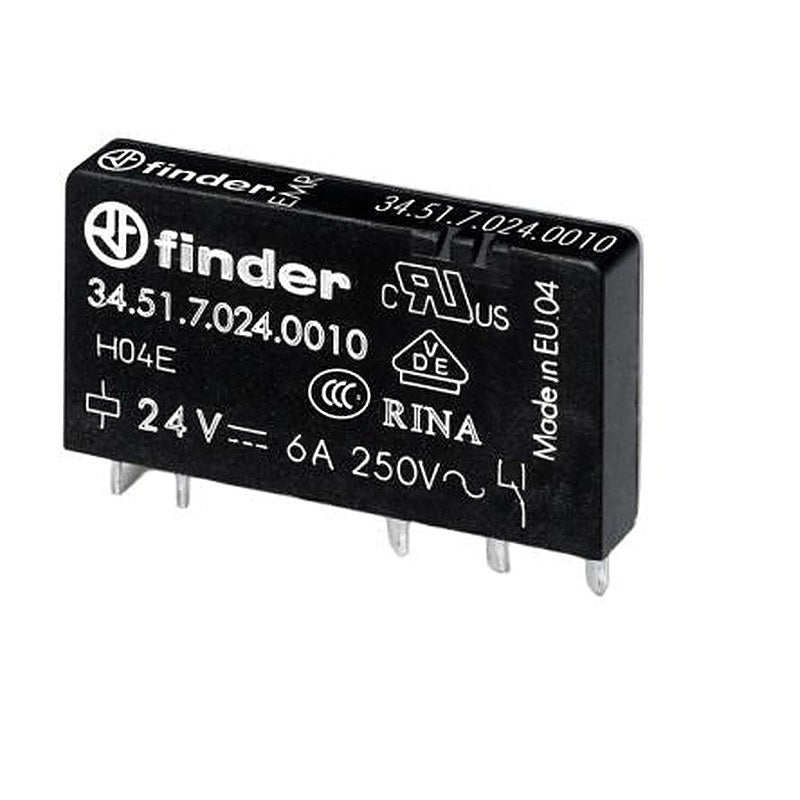 Finder PCB Non-Latching Relay, 24V ac/dc Coil, 6A Switching Current, 1 NO