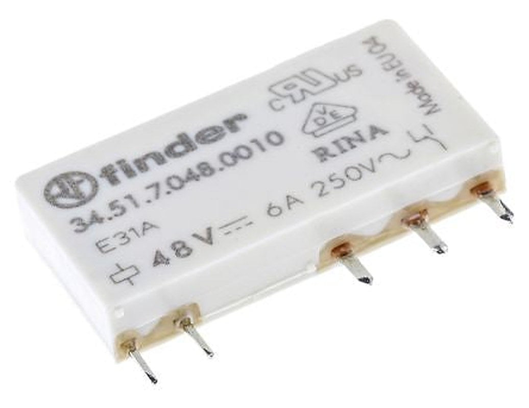 Finder PCB Power Relay, 48V dc Coil, 6A Switching Current, SPDT