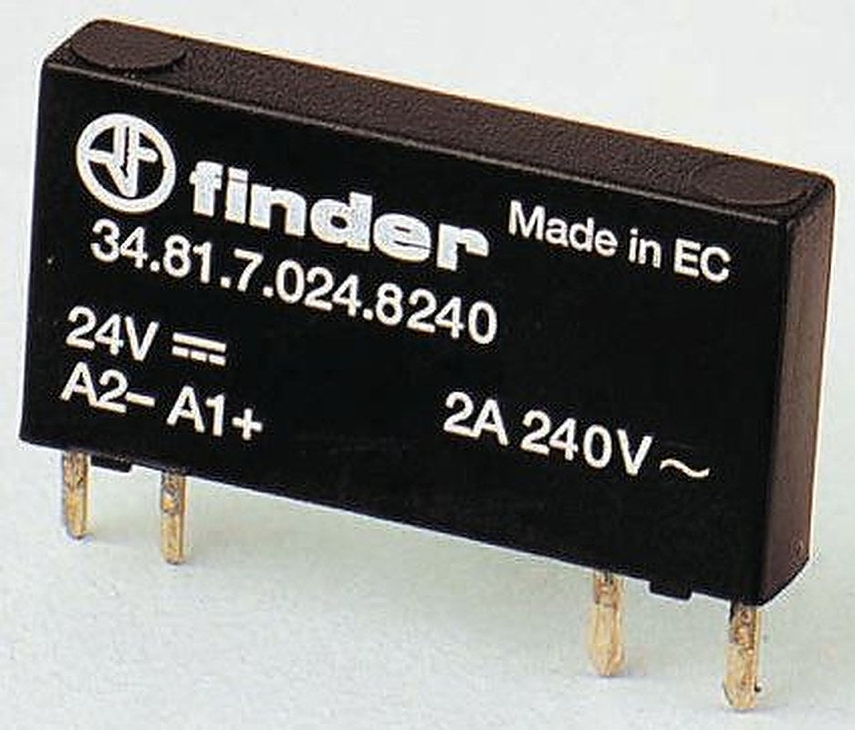 Finder 34 Series Solid State Relay, 0.1 A Load, Screwless, Screw, Rail, PCB, Push-in Mount, 48 V dc Load, 30V Control