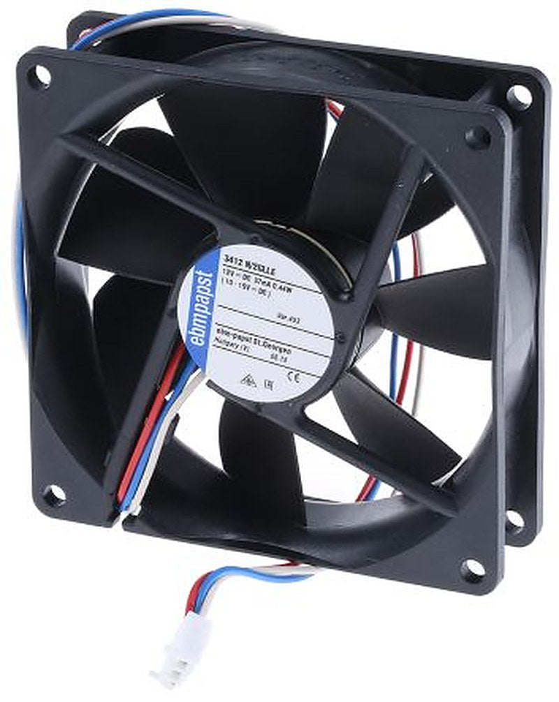 ebm-papst 3400 N Series Axial Fan, 12V dc, 36 m³/h, 420 mW 92 mm 92mm 25 mm