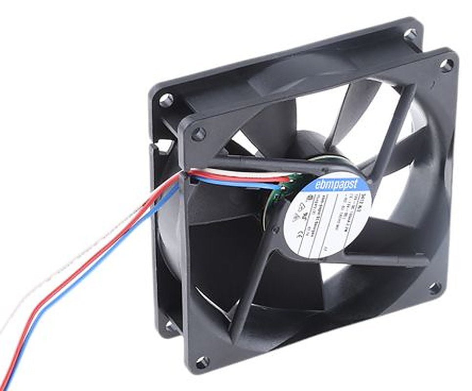 ebm-papst 3400 N Series Axial Fan, 12V dc, 84 m³/h, 2.2 W, 183 mA Max, IP68 92 mm 92mm 25 mm