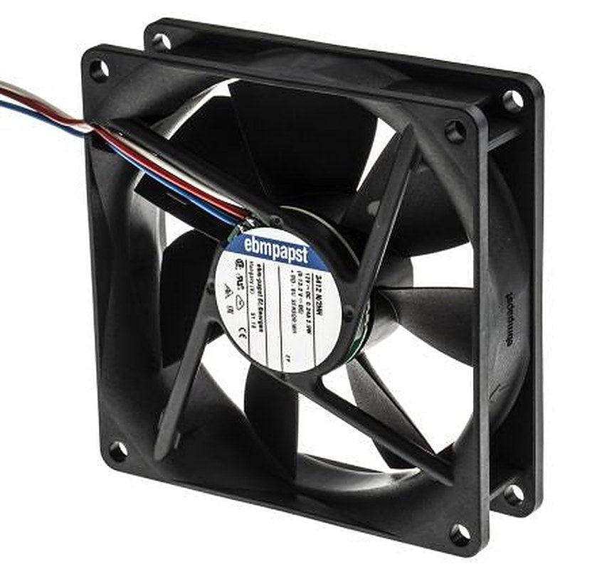 ebm-papst 3400 N Series Axial Fan, 12V dc, 102 m³/h, 2.9 W, IP68 92 mm 25mm 25 mm