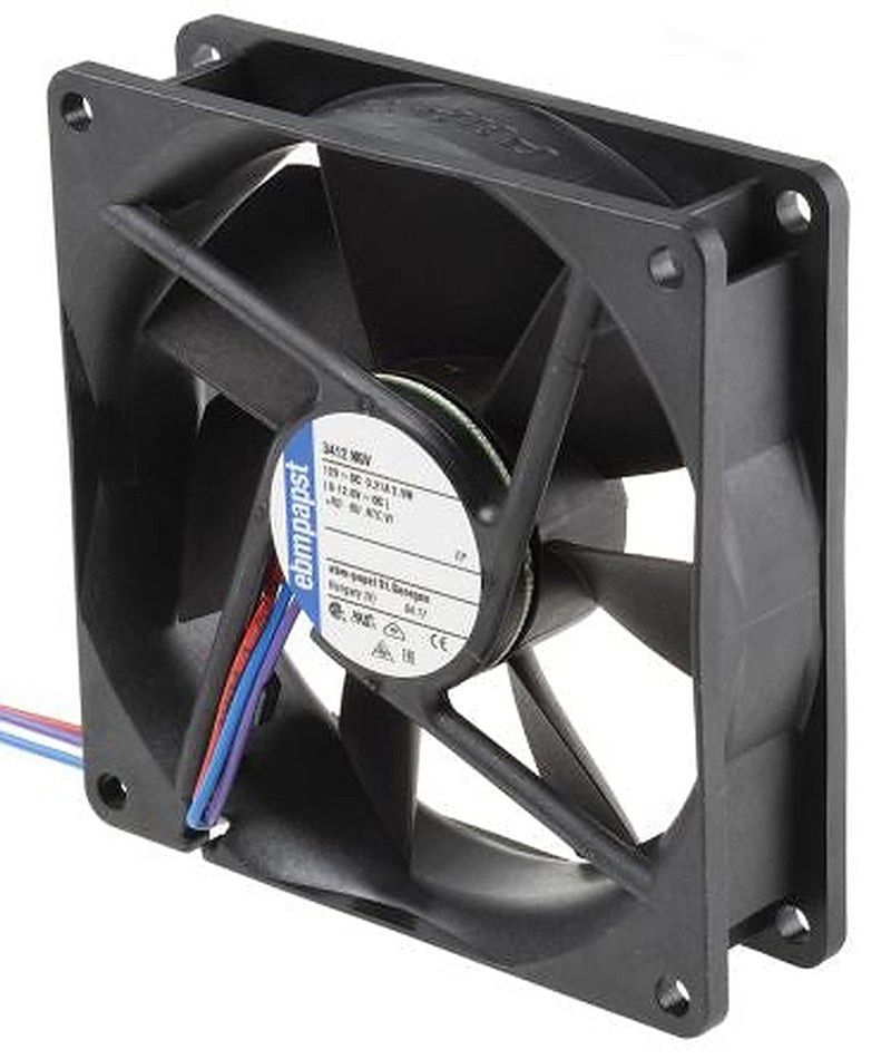 ebm-papst 3400 N Series Axial Fan, 12V dc, 84 m³/h, 2.5 W, IP68 92 mm 92mm 25.4 mm