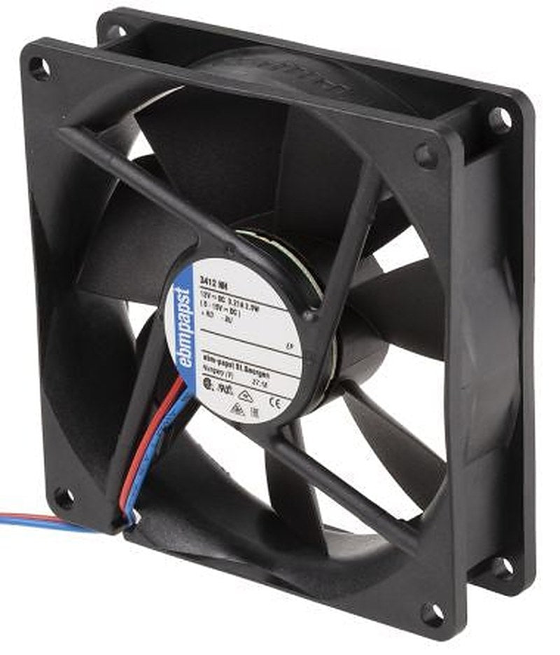 ebm-papst 3400 N Series Axial Fan, 12V dc, 94 m³/h, 2.1 W, IP68 92 mm 92mm 25 mm