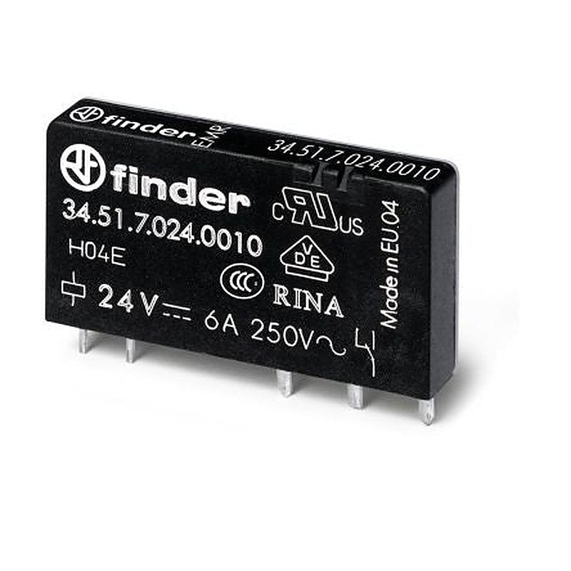 Finder PCB Relay, 5V dc Coil, 6A Switching Current, SPDT