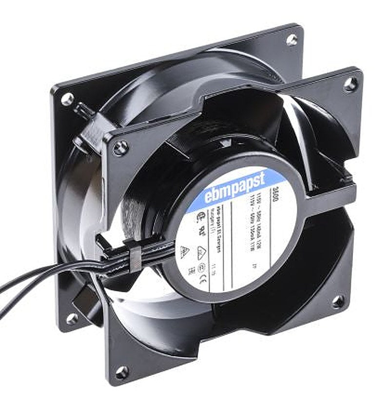 ebm-papst 3000 Series Axial Fan, 115V ac, 89 m³/h, 11 W, 95 mA Max, IP65 92.5 mm, 92.5mm, 38 mm