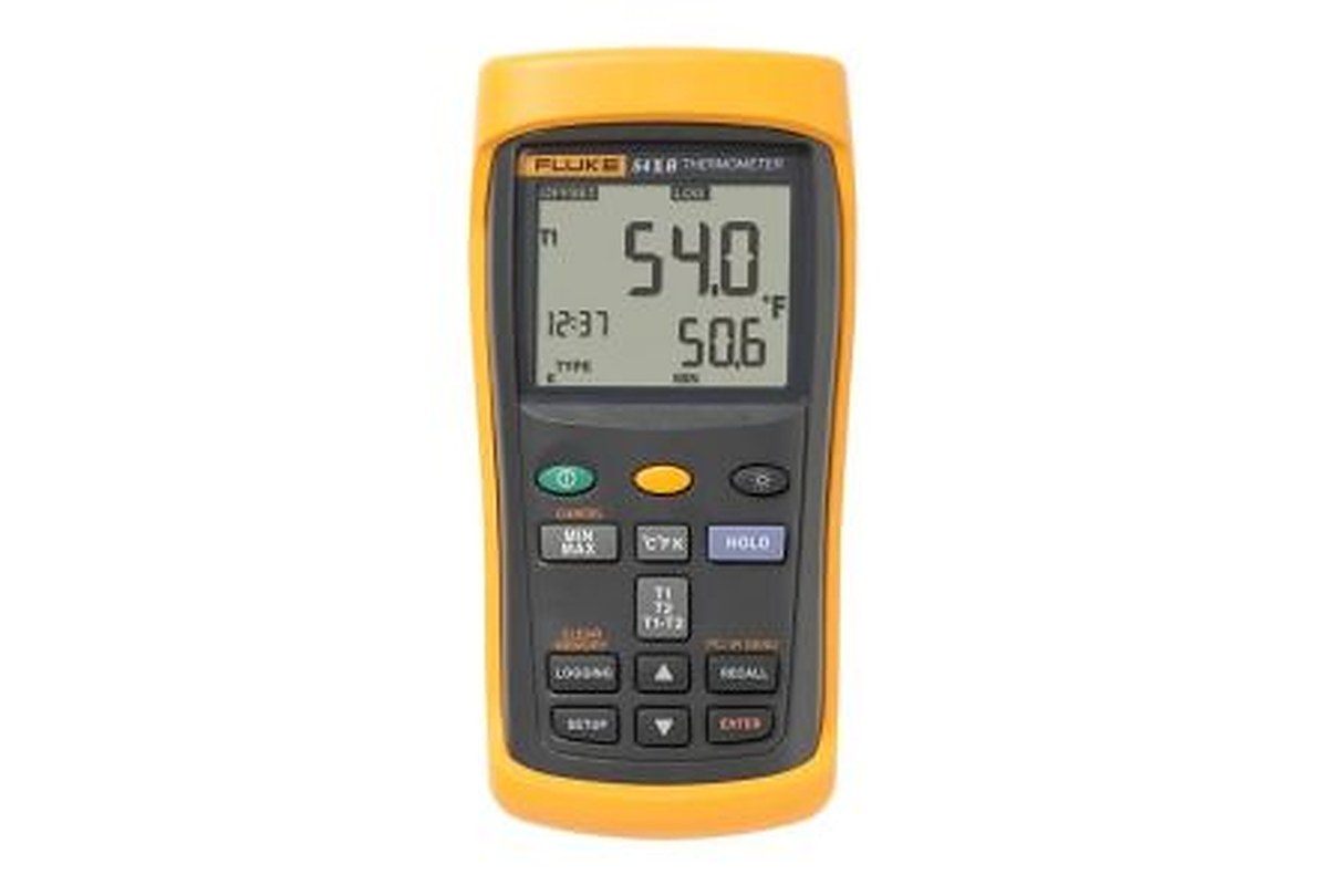 Fluke 54 II B Handheld Digital Thermometer, Type E, K, Type R, Type J, Type N, Type S, Type T Probe, 2 Input(s), 1767 °C