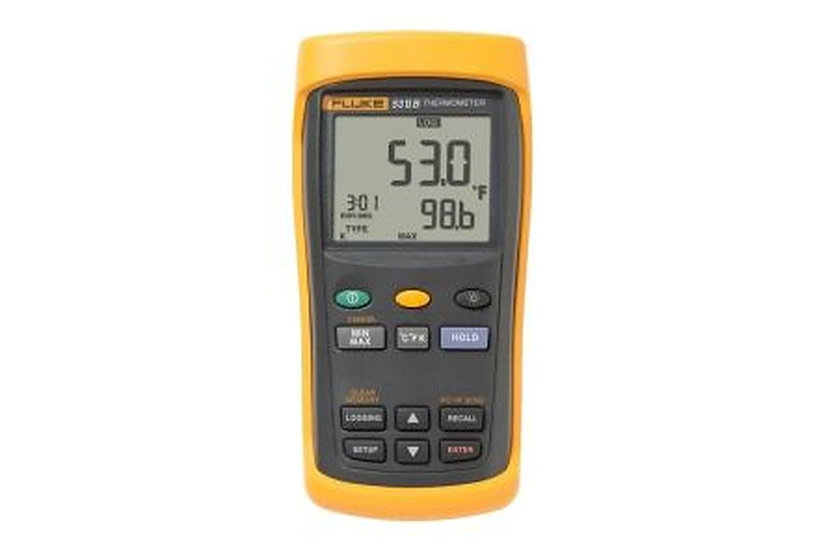Fluke 53 II Wired Digital Thermometer, Type R, Type J, Type E, Type N, K, Type T, Type S Probe, 1 Input(s), 1767 °C Max,