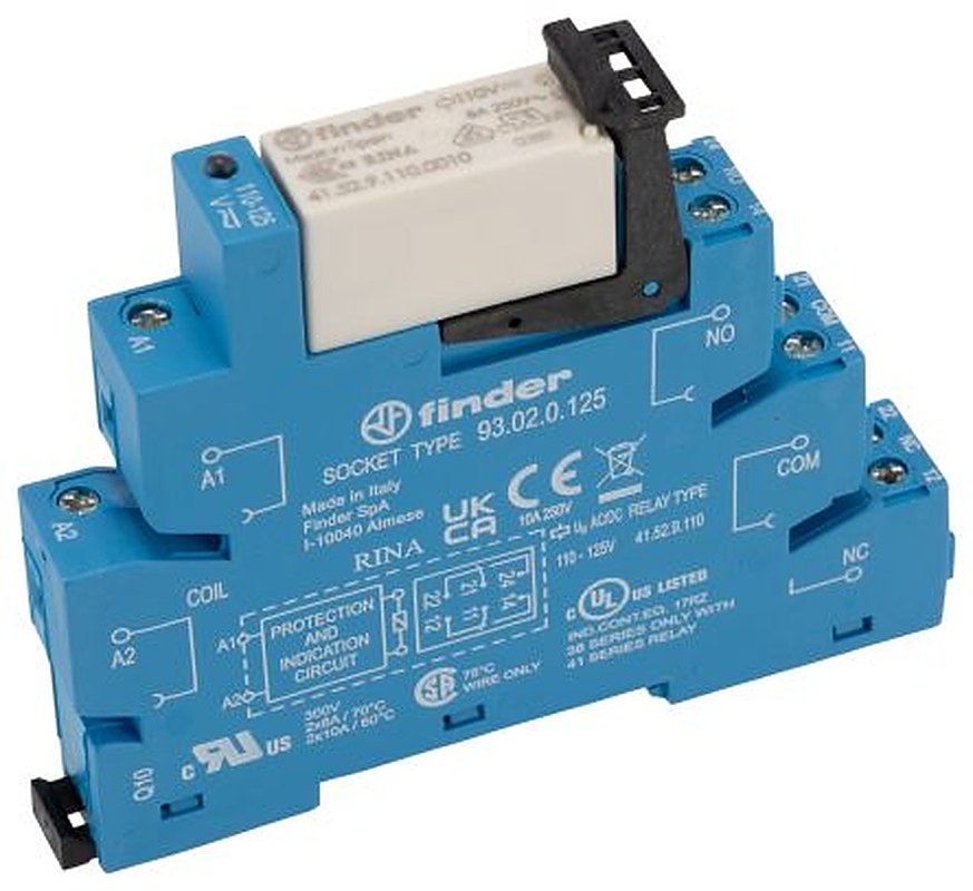 Finder 38 Series Interface Relay, DIN Rail, 125V ac/dc Coil, DPDT, 4.6mA