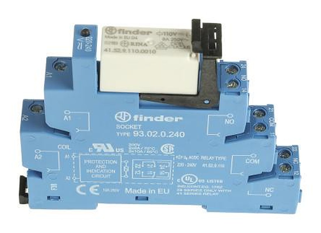Finder 38 Series Interface Relay, DIN Rail, 230V ac/dc Coil, DPDT