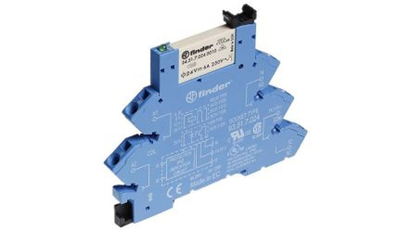 Finder 38 Series Interface Relay, DIN Rail, 24V Coil, SPDT, 12mA