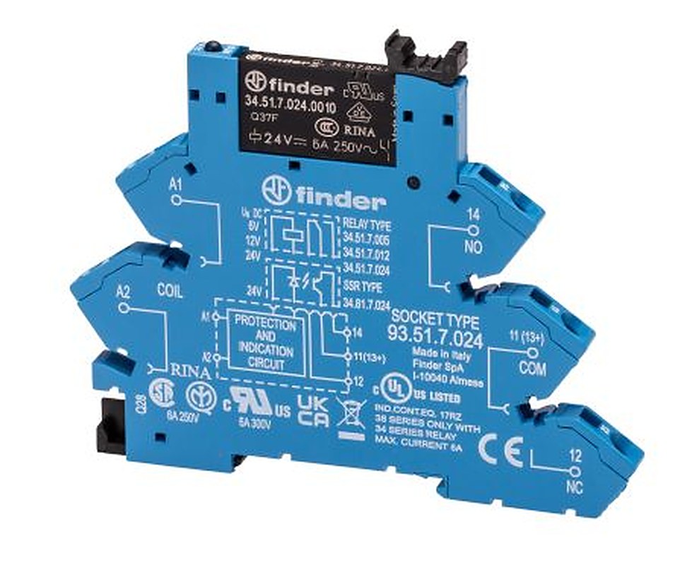 Finder 38 Series Interface Relay, DIN Rail, 24V dc Coil, SPDT, 10.4mA