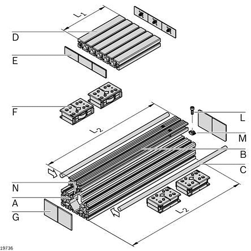 Bosch Rexroth Linear Guide Bearing 3842535663 LF20 Series, 23.4 kN Dynamic Load