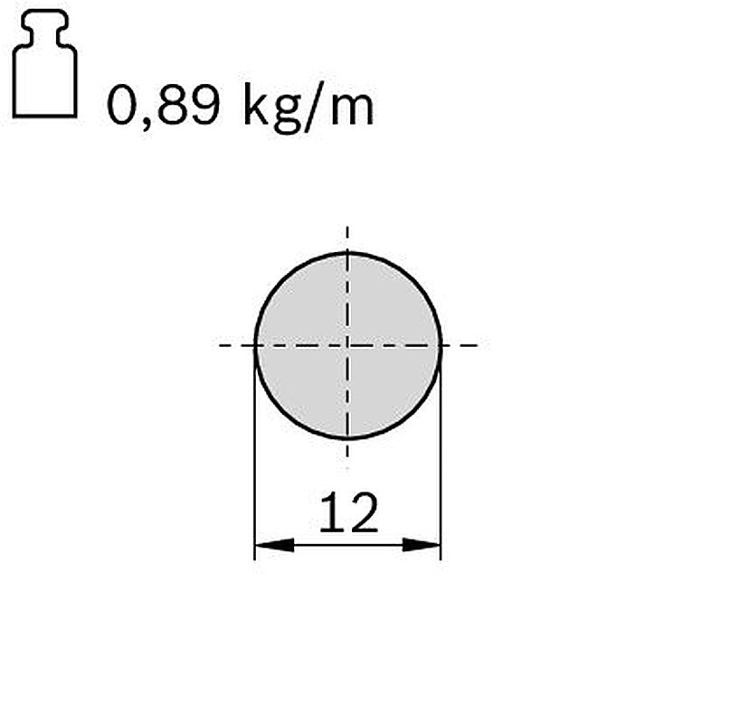 Bosch Rexroth 12 mm Diameter Metal Rod, 2.9 m L