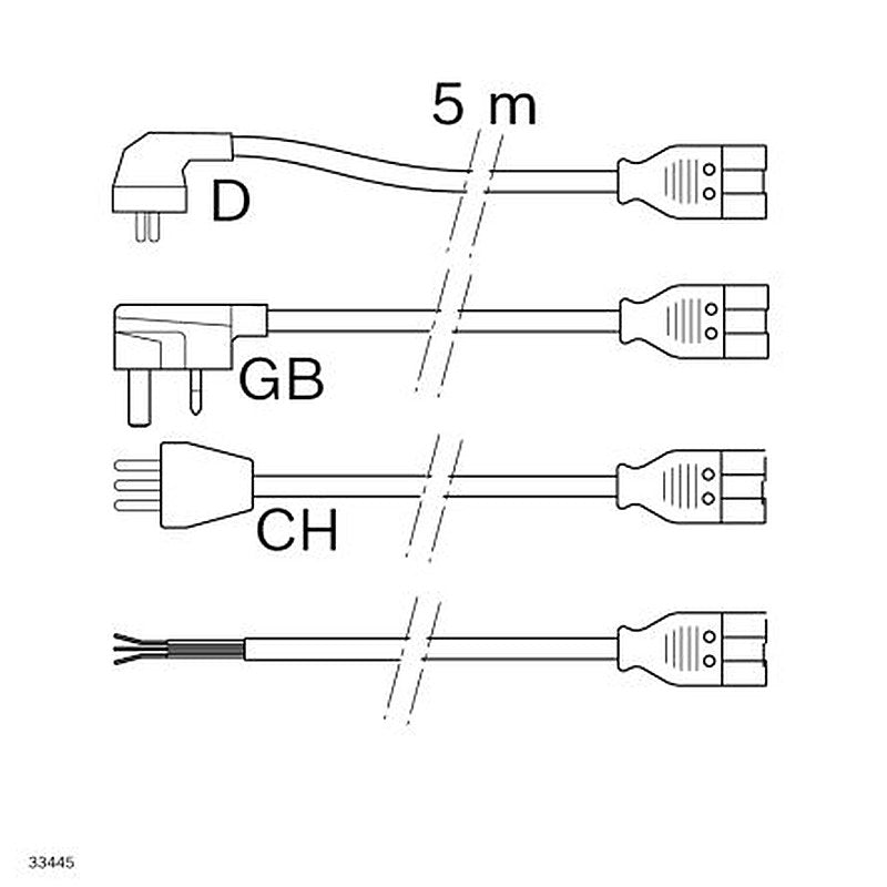 Bosch Rexroth Power Cord, 5 m Orange Polyurethane